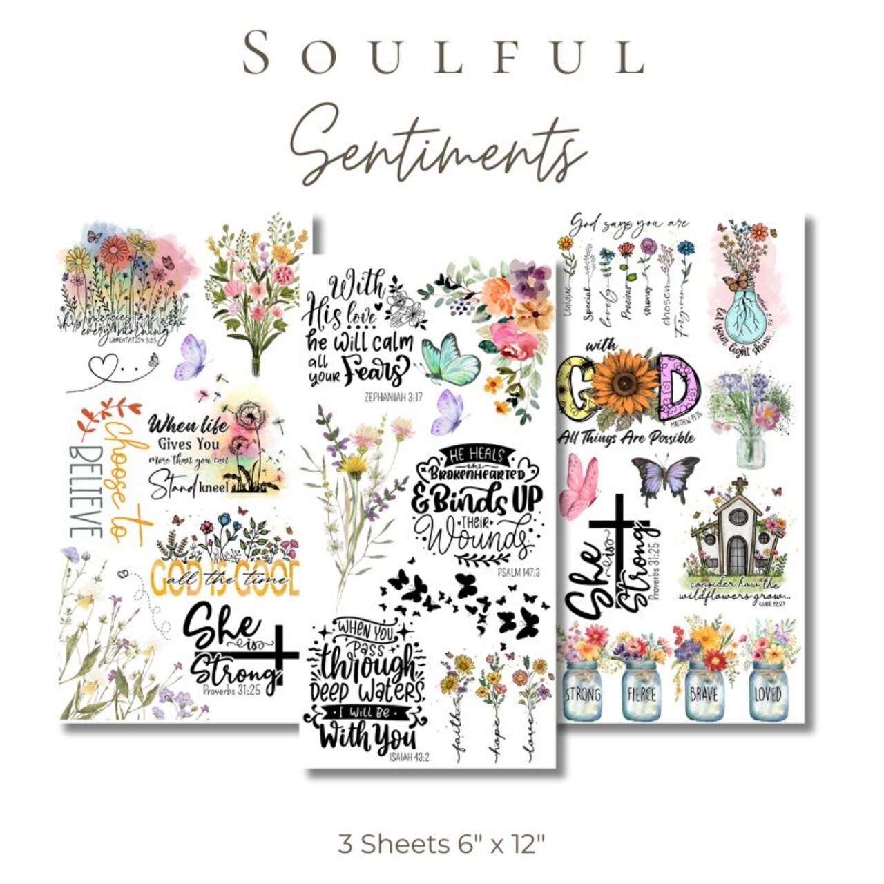 Soulful Sentiments Card Maker Rub-On Transfers, Christian Rub-On Transfers For Crafts, Christmas Rub-Ons & Transfers